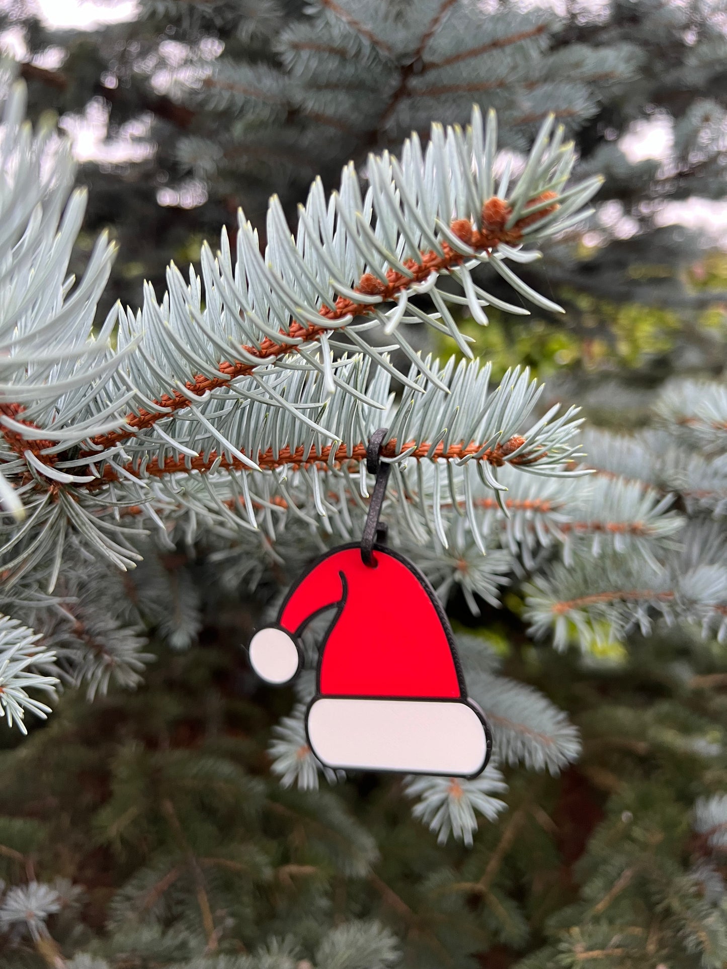 Décoration de Sapin de Noël Bonnet de Père Noël - Personnalisable avec Prénom - Imprimée en 3D