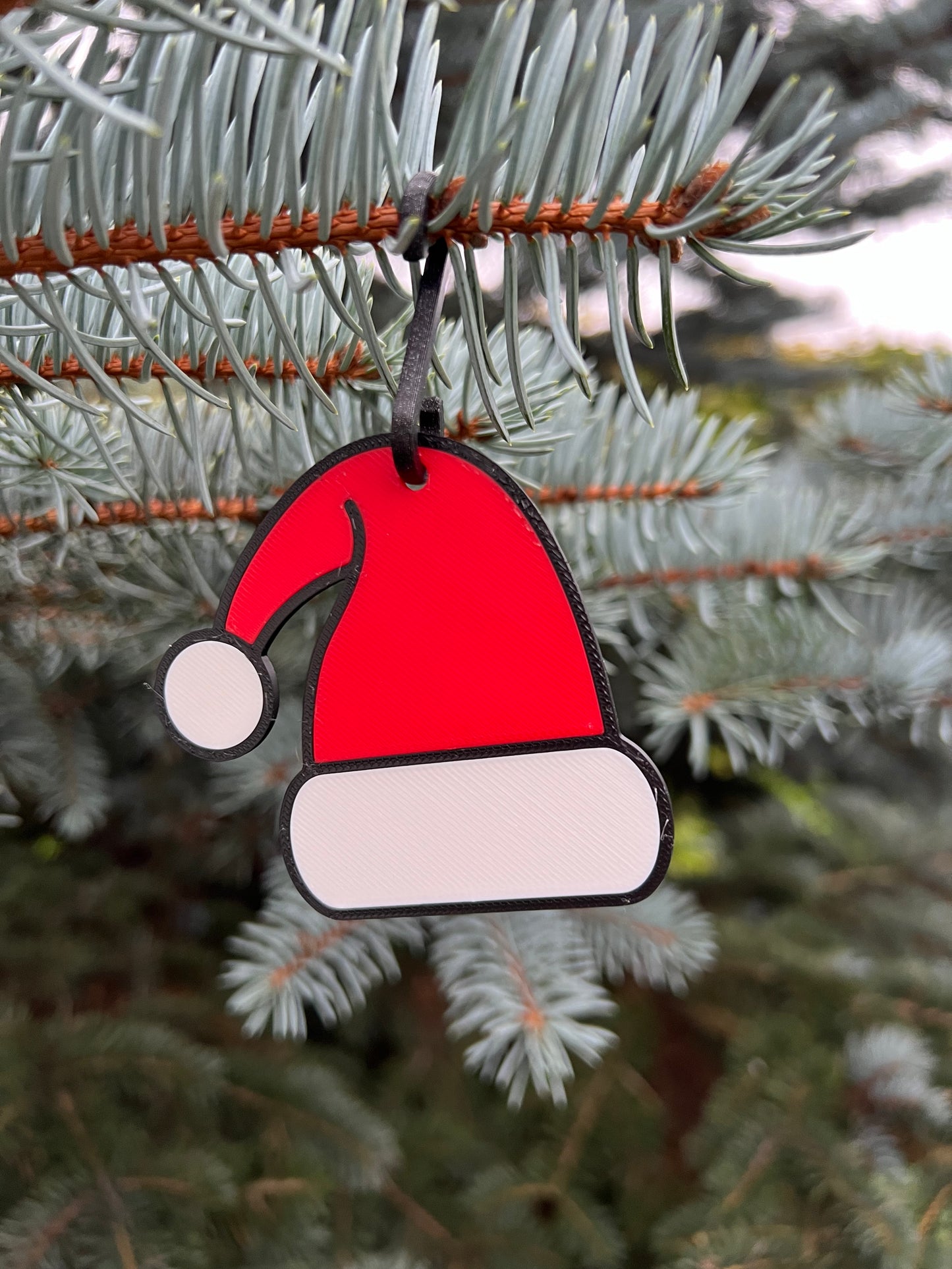 Décoration de Sapin de Noël Bonnet de Père Noël - Personnalisable avec Prénom - Imprimée en 3D